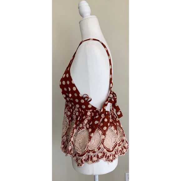 New Free People Lunch Date Halter Top in Dark Red Size Small - Picture 3 of 6